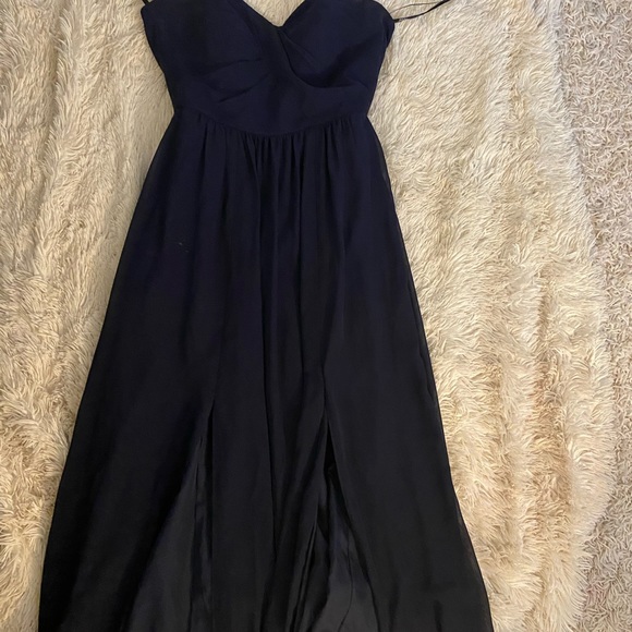 Strapless chiffon navy bridesmaids/prom GOWN - Picture 2 of 7